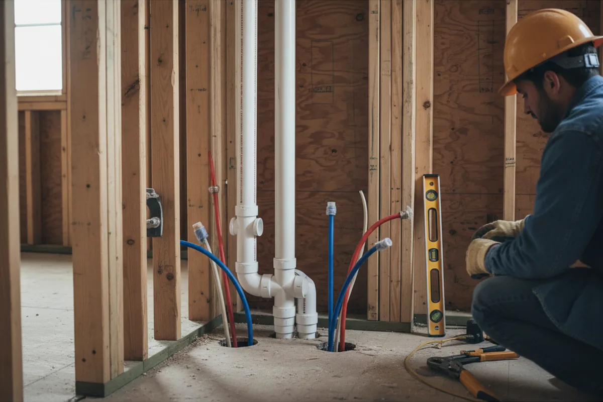 Drain and supply rough-in during Garbage Disposal Repair in Fishertown