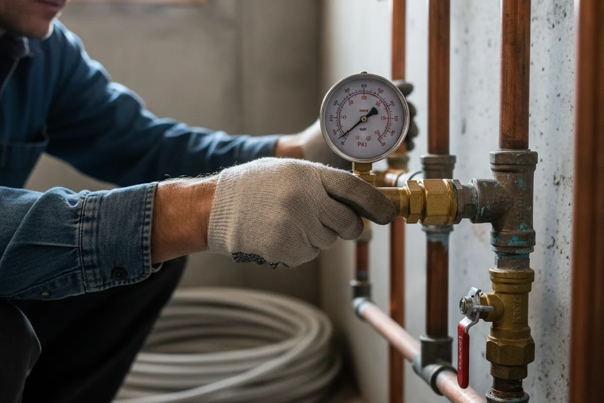 Pressure testing a repaired line during Water Line Repair in Fishertown
